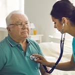 Senior man attending health checkup